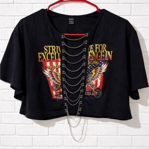 SHEIN Black Graphic Chain Crop Top